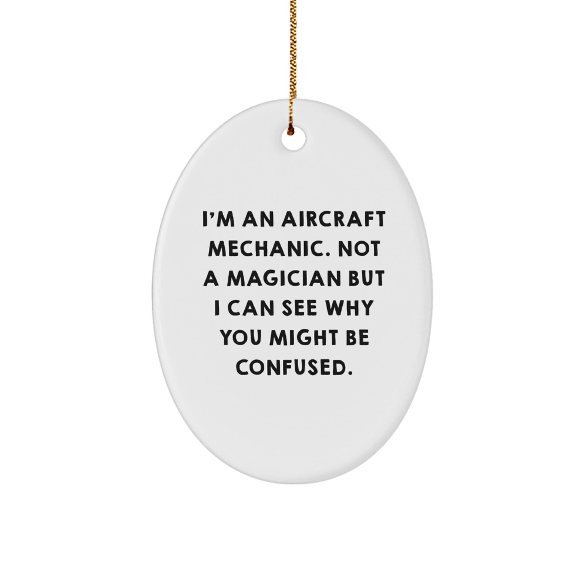 Christmas Unique Gift for Her Aircraft Mechanic Oval Ornament Present - Image 1