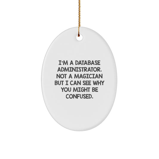 Funny Database Administrator Gifts, Men Oval Ornament, I'm A Database Administrator Not A Magician But I Can See Why You Might Be Confused, Christmas Unique Presents from Friends to Family - Image 1