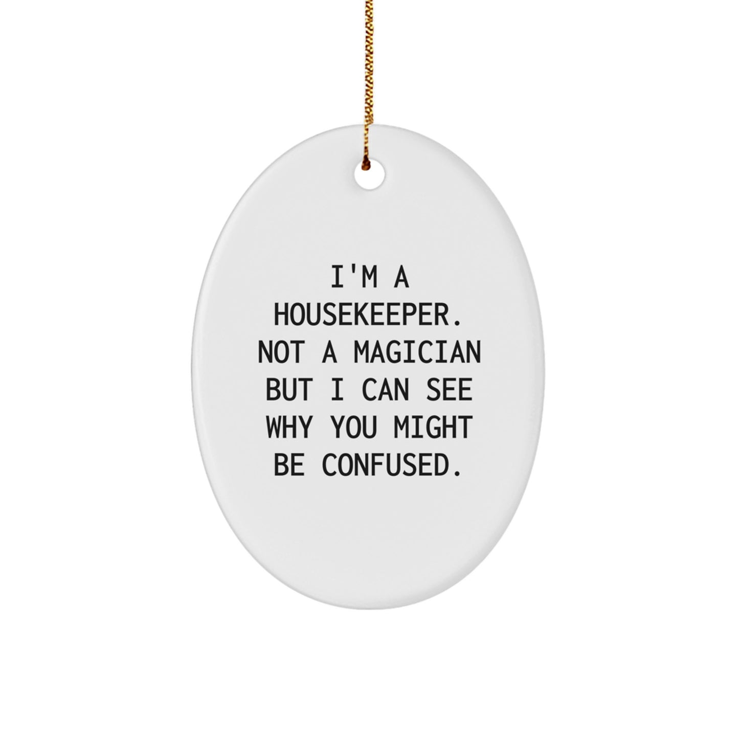 Oval Housekeeper Christmas Ornament Idea Gift for Coworkers Office - Image 1
