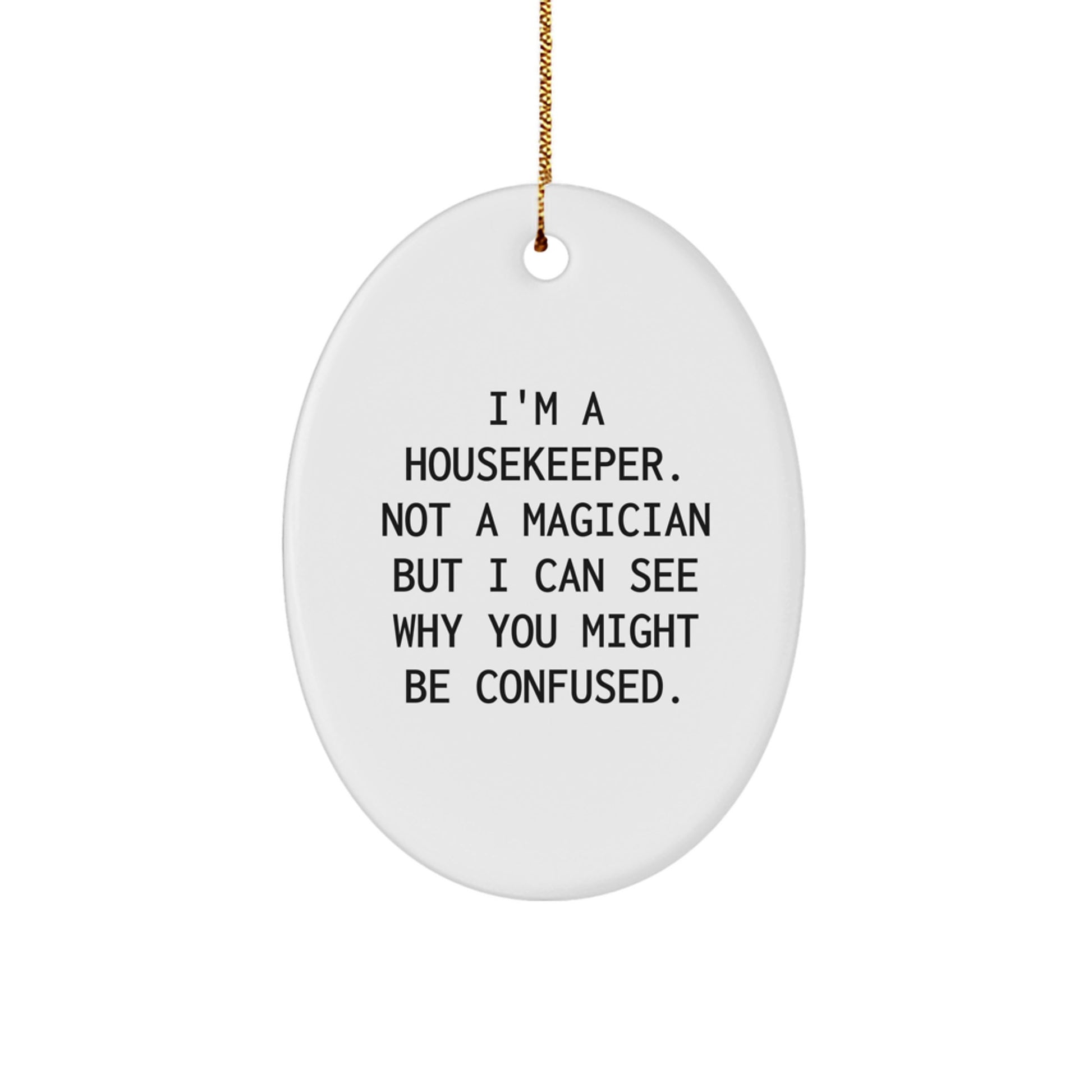Oval Housekeeper Christmas Ornament Idea Gift for Coworkers Office - Image 1