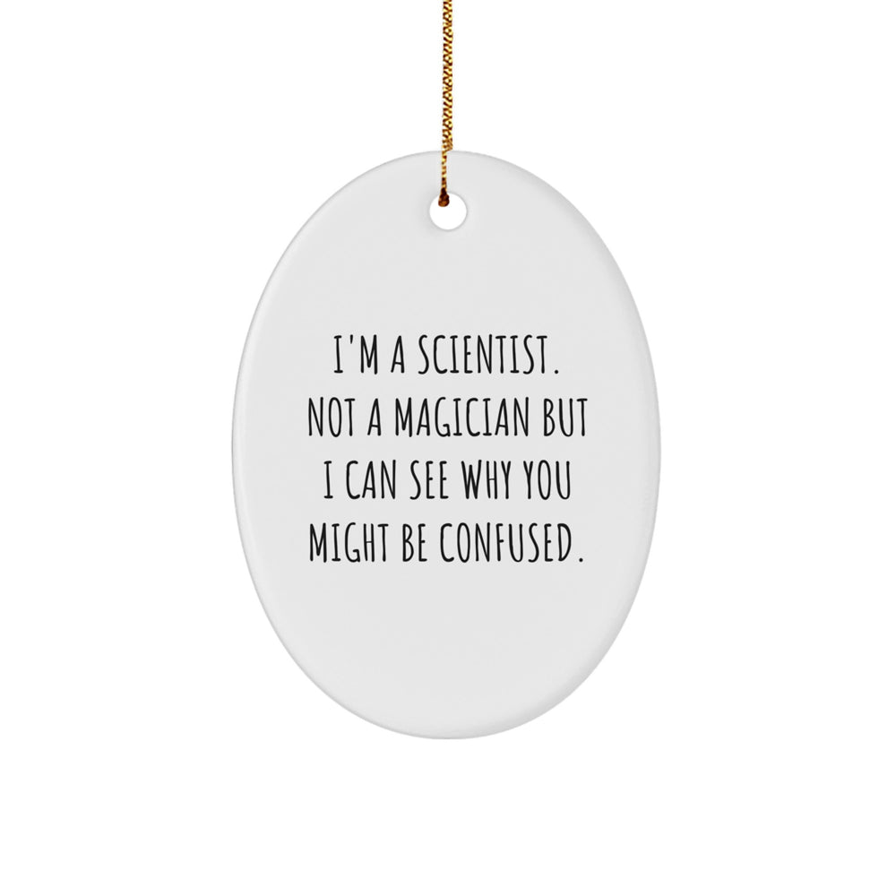 Gifts from Friends for Scientist, Oval Ornament with Funny Quote, Christmas Unique Gifts - Image 1