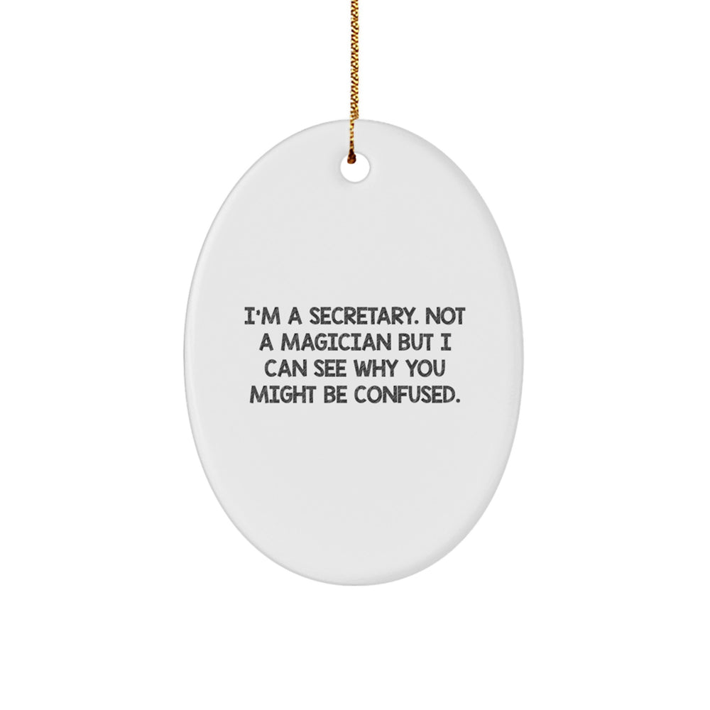 Fun Secretary Gifts - I'm A Secretary. Not A Magician But I Can See Why You Might Be Confused. - Oval Ornament for Secretary, Christmas Unique Gifts from Friends, Coworkers, Family - Image 1