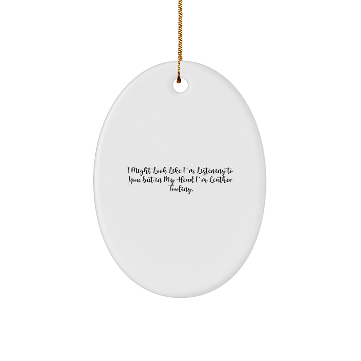 For Him Leather Tooling Keepsake Christmas Unique Gift Oval Ornament - Image 1