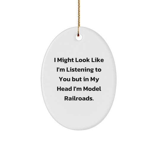 Funny Model Railroads Oval Ornament Gifts from Friends to Family - Image 1
