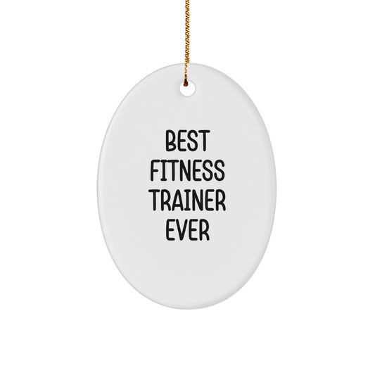 Funny Fitness Trainer Gifts from Friends - Best Fitness Trainer Ever Oval Ornament for Men Women Coworkers Family Christmas Unique Gifts - Image 1