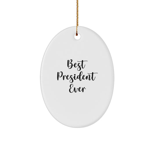 President Keepsake White Oval Christmas Ornament for Him Gift - Image 1