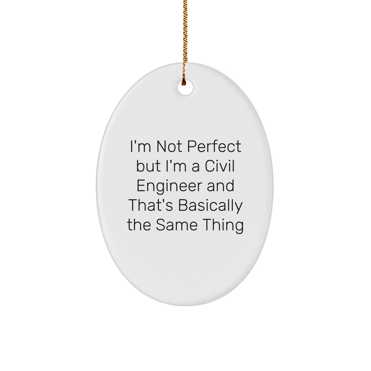 Civil Engineer Gifts - Funny Oval Ornament 'I'm Not Perfect' Christmas Memorable Present from Friends to Family - Image 1