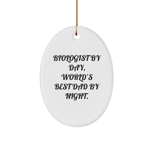 Christmas Gift for Her Present Oval Ornament Biologist By Day, World's - Image 1