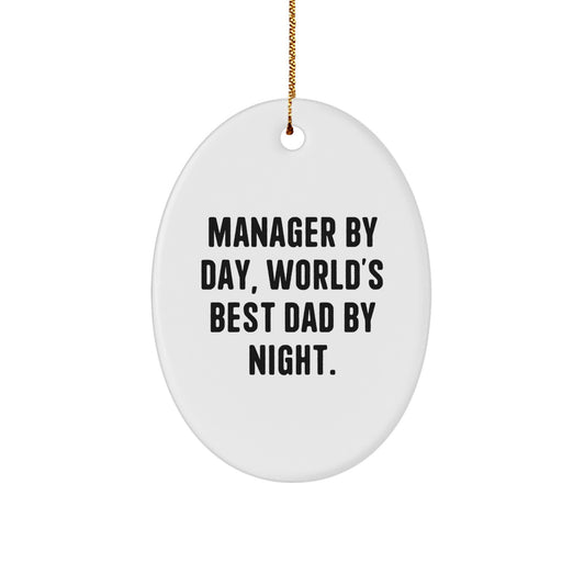 Christmas Gift Manager By Day, Best Dad By Night Ornament for Teens - Image 1