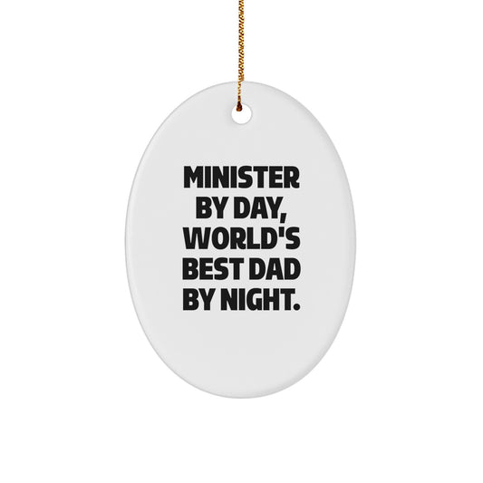 Minister Gifts by Day, Oval Ornament by Night, Christmas Unique Gifts from Friends for Family - Image 1
