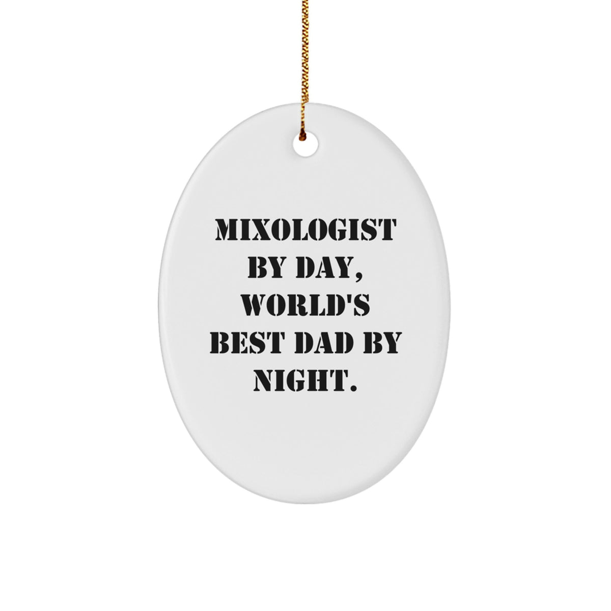 Mixologist Keepsake Christmas Ornament for Him Gift With Gold Cord - Image 1