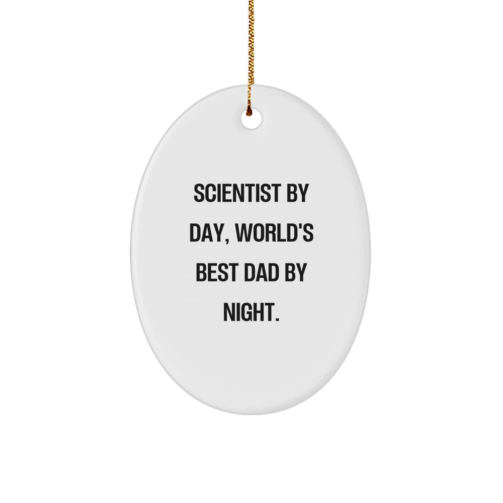 Scientist Gifts: Funny Oval Ornament for Christmas - Gifts from Dad to Men - Image 1