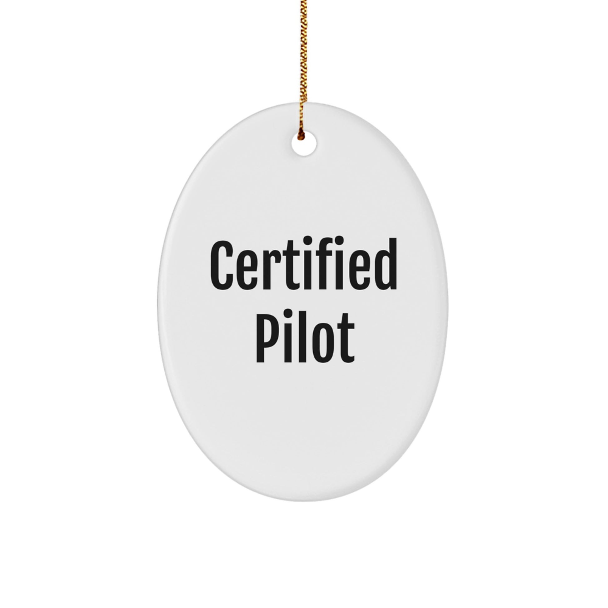Funny Pilot Gifts from Friends, Oval Ornament for Certified Pilots, Christmas Unique Gifts for Men - Image 1