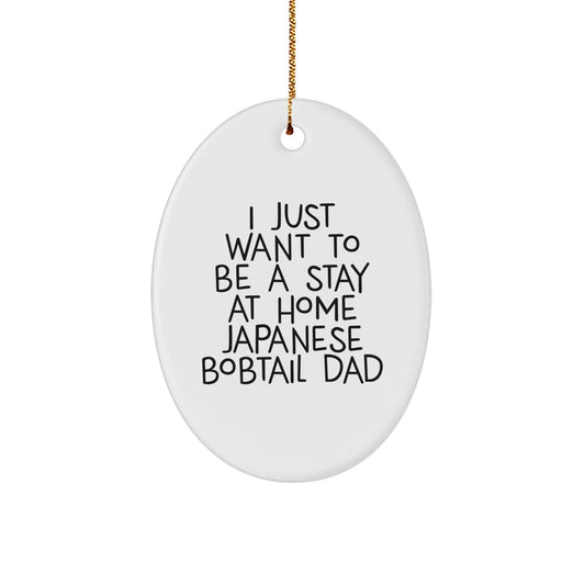 Japanese Bobtail Cat Oval Ornament Gifts from Men to Japanese Bobtail Cat Dad at Christmas Unique - Image 1