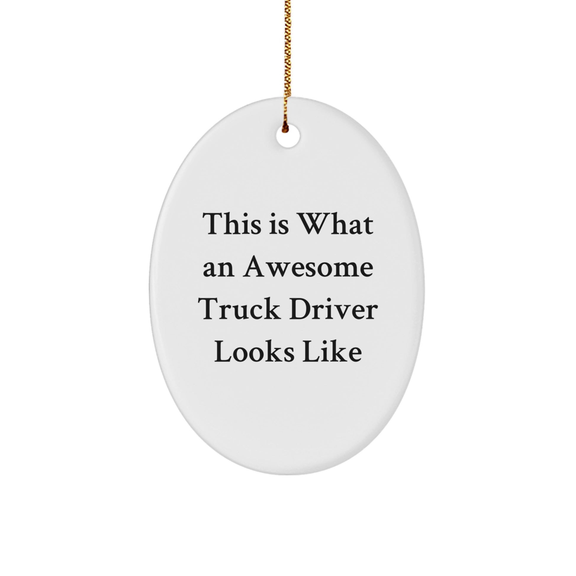 Funny Truck Driver Gifts for Him from Family, Christmas Unique Ornament Oval Shape, This Is What An Awesome Truck Driver Looks Like - Image 1