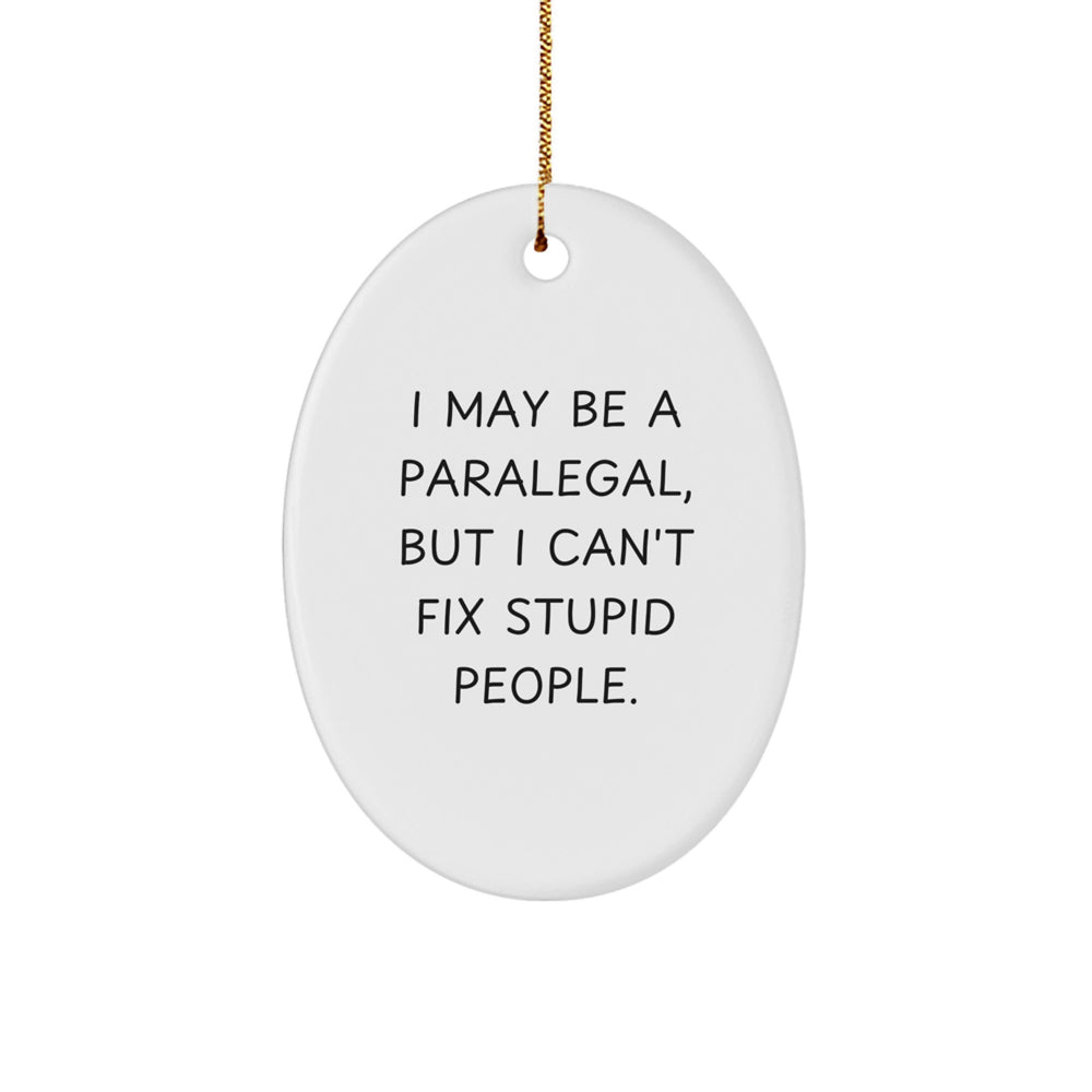Funny Paralegal Oval Ornament Gifts from Friends for Christmas Unique Gifts - I May Be A Paralegal, But I Can't Fix Stupid People. Decorations - Image 1