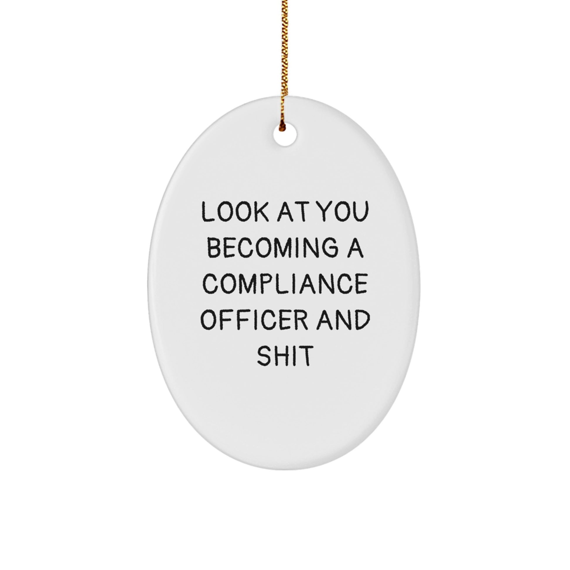 Funny Compliance Officer Gift for Men, Oval Ornament, 'Look At You Becoming A Compliance Officer And Shit', Christmas Unique Gifts from Friends - Image 1