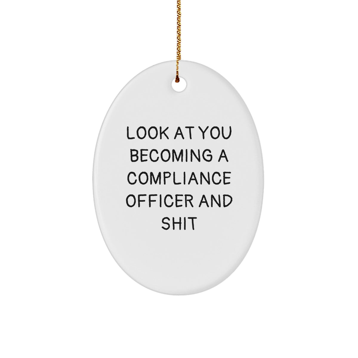 Funny Compliance Officer Gift for Men, Oval Ornament, 'Look At You Becoming A Compliance Officer And Shit', Christmas Unique Gifts from Friends - Image 1