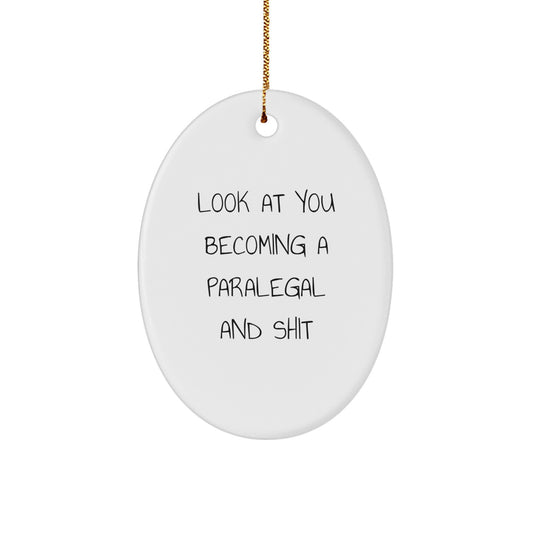 Funny Paralegal Gifts for Her, Oval Ornament Quote, Gifts from Friends, for Paralegal Women, Unique Christmas Unique Gifts - Image 1