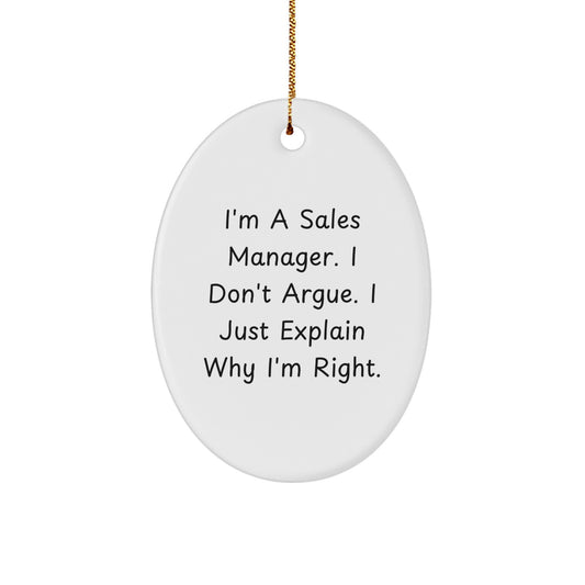 Funny Sales Manager Gifts for Men, Oval Ornament Quote, Gifts from Friends, Christmas Unique Gifts - Image 1