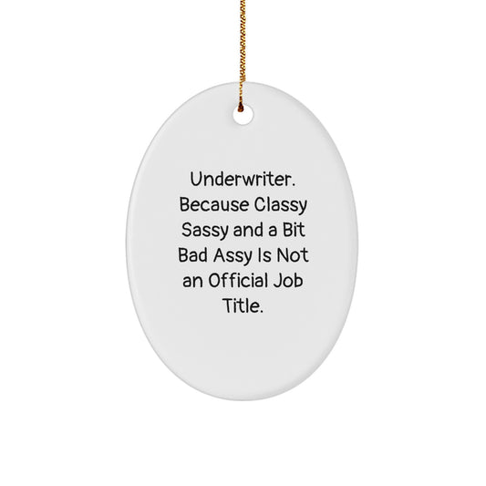 Underwriter Classy Sassy Gifts from Friends for Underwriter Oval Ornament with Funny Quote - Image 1