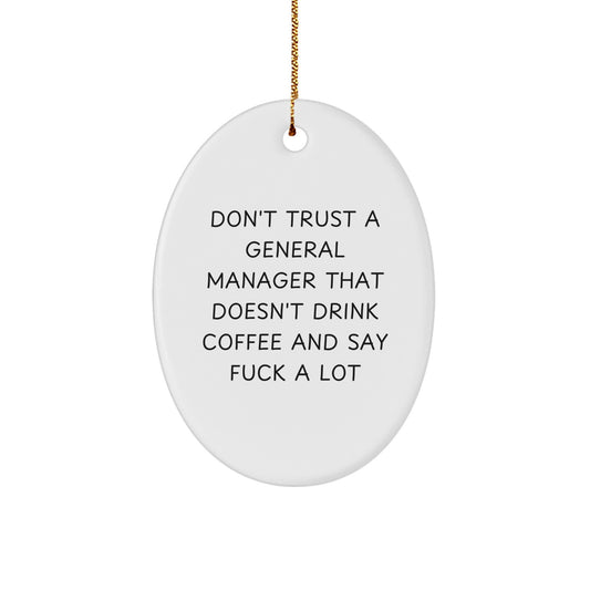 Funny General Manager Oval Ornament Gifts for Men Office Humor, Gifts from Friends or Family Members - Oval Shaped Office Decor - Image 1