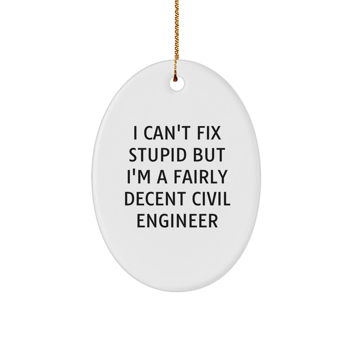 Civil Engineer Christmas Ornament Gift for Him - I Can't Fix Stupid - Image 1