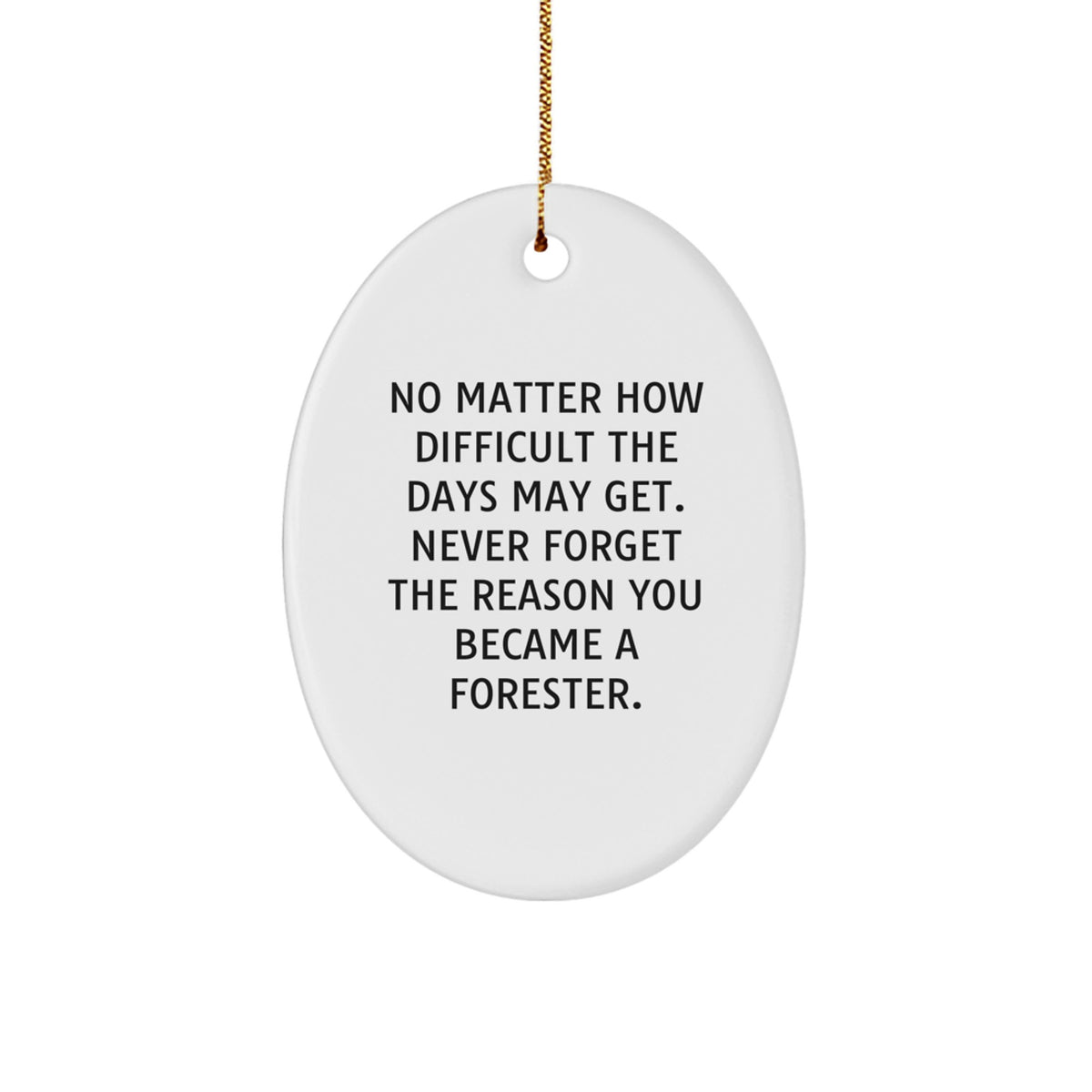 Inspirational Forester Gifts from Family - 'No Matter How Difficult...' Oval Ornament - For Friends, Coworkers, and Loved Ones This Christmas - Image 1