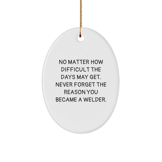 Funny Christmas Unique Gifts for Welder Men - Oval Ornament Decor with Inspirational Quote - Gifts from Family to Husband - Image 1