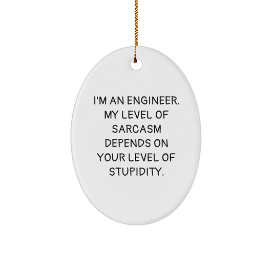 Funny Engineer Gifts from Coworkers, Oval Ornament with Sarcasm Quote, Christmas Unique Presents for Men - Image 1
