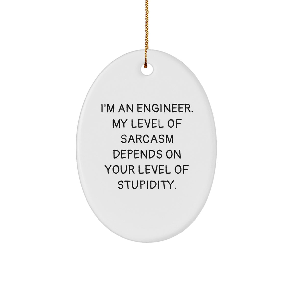 Funny Engineer Gifts from Coworkers, Oval Ornament with Sarcasm Quote, Christmas Unique Presents for Men - Image 1