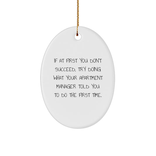 Funny Apartment Manager Gifts for Men, Oval Ornament with Christmas Unique Gifts from Friends, Family, Coworkers, Apartment Manager Decor - Image 1