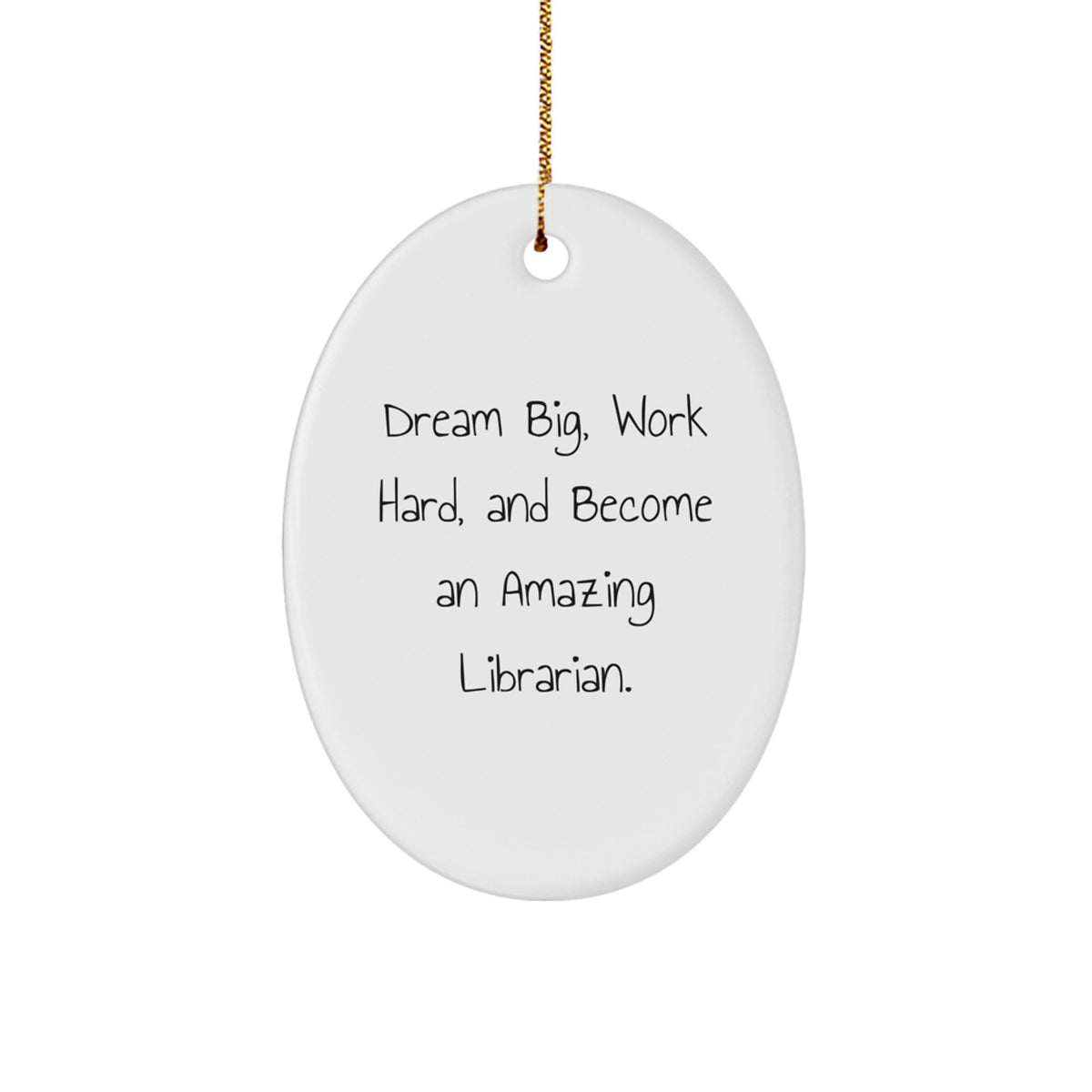 Christmas Unique Gift for Her Librarian Oval Ornament Present Dream Big - Image 1
