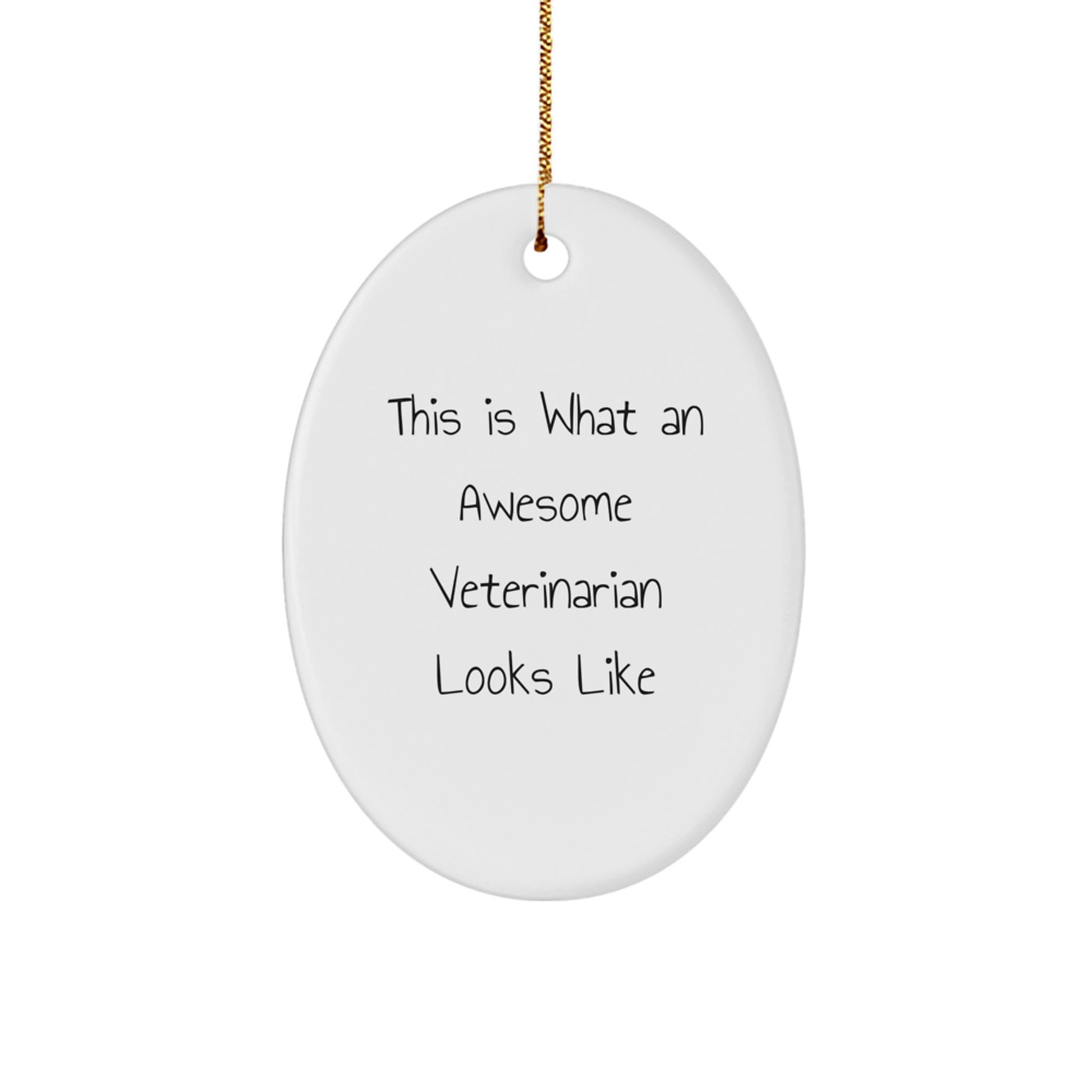 Funny Veterinarian Gifts from Men to Women, Christmas Unique Decorations for Veterinarian Home, Oval Ornament with 'This Is What An Awesome Veterinarian Looks Like' Quote - Image 1
