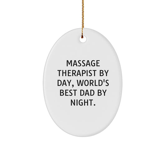 Christmas Gift Oval Ornament for Her Massage Therapist By Day World's - Image 1