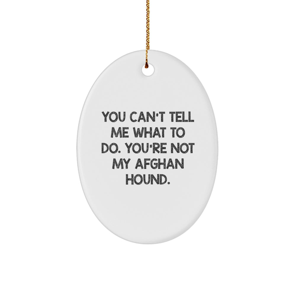 Funny Afghan Hound Dog Gifts from Friends, Oval Ornament with Inspirational Quote, Ideal Gifts for Afghan Hound Dog Lovers at Christmas, Unique Oval Ornament - Image 1