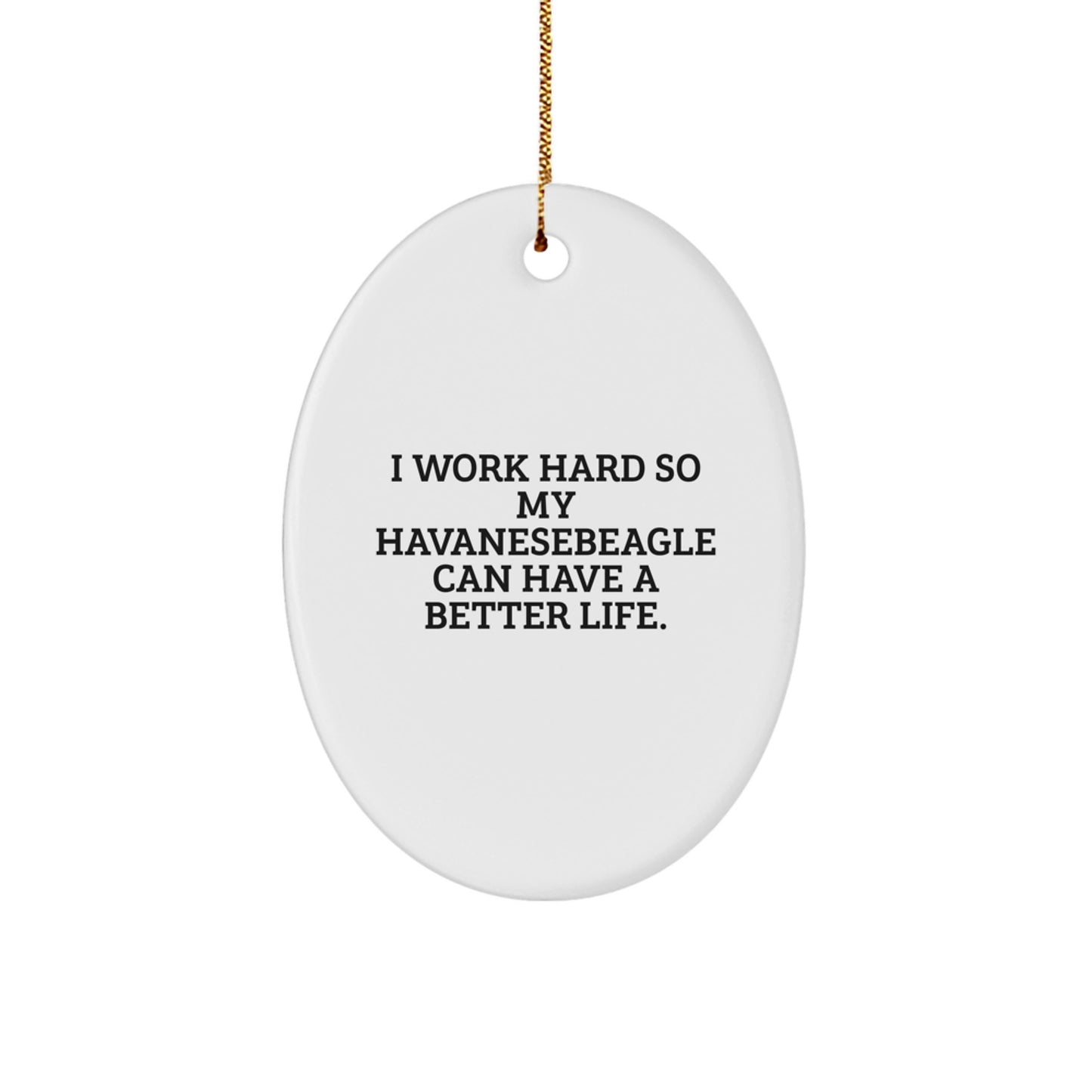 Funny Havanese Dog Inspiration Gifts from Family for Havanesebeagle's Better Life Oval Ornament, Christmas Unique - Image 1