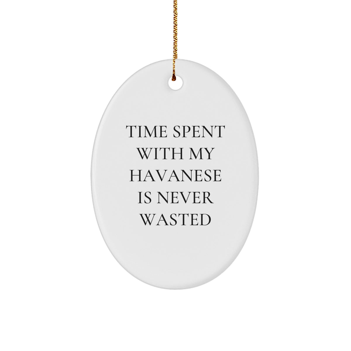 Funny Havanese Dog Oval Ornament Gifts from Friends to Family - Time Spent with My Havanese Is Never Wasted - Christmas Unique Gifts for Havanese Dog Lovers - Image 1