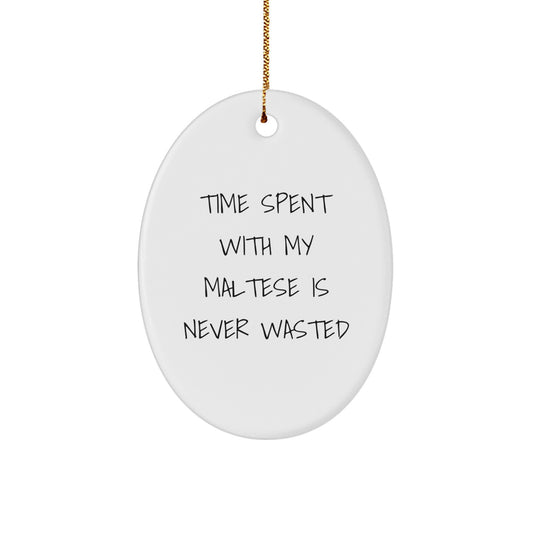 Funny Maltese Dog Oval Ornament Gifts from Friends, Family, Coworkers, Men, Women, and Maltese Dog Lovers for Christmas Unique Presents - Image 1