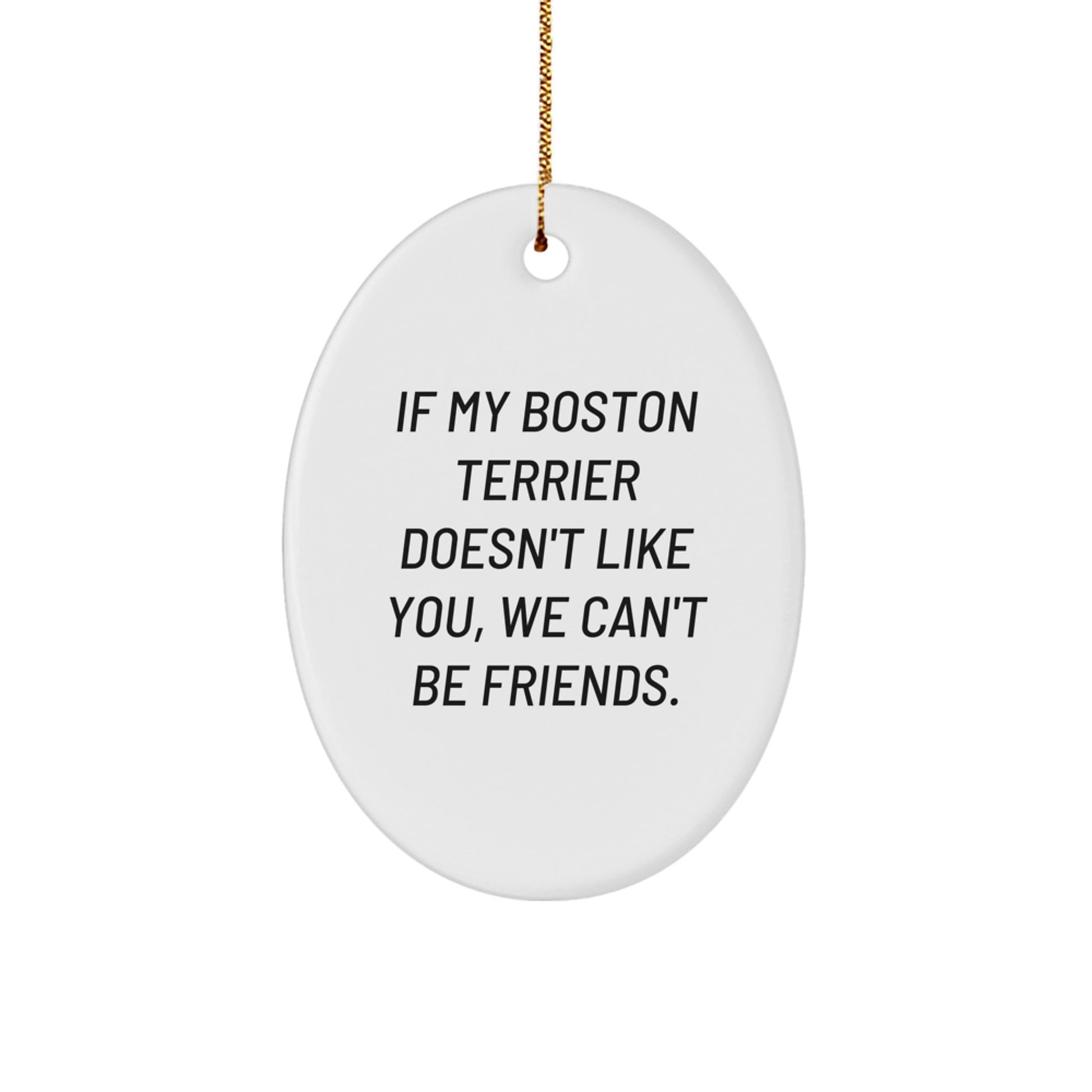 Boston Terrier Dog Lovers Gifts from Friends for Christmas Oval Ornament - Image 1