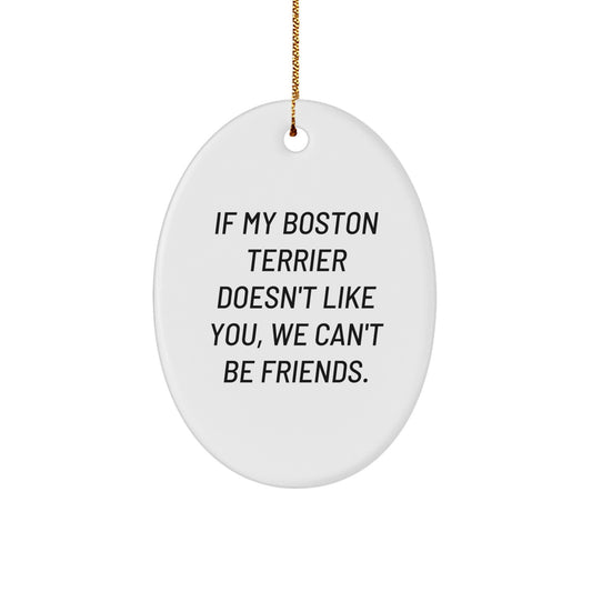 Boston Terrier Dog Lovers Gifts from Friends for Christmas Oval Ornament - Image 1