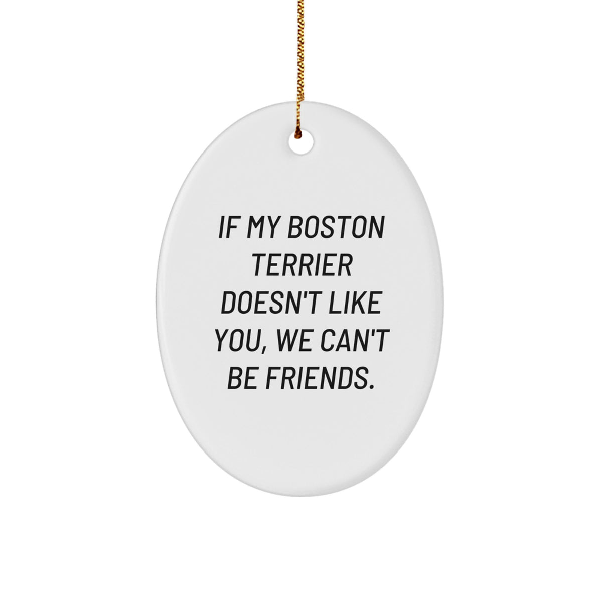 Boston Terrier Dog Lovers Gifts from Friends for Christmas Oval Ornament - Image 1