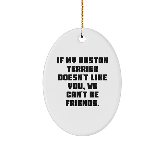 Funny Boston Terrier Dog Gifts from Friends for Boston Terrier Dog Lovers - Oval Ornament - Image 1