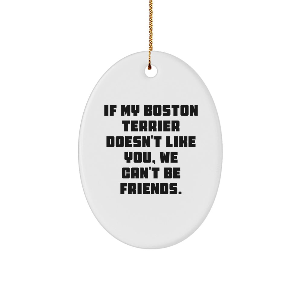 Funny Boston Terrier Dog Gifts from Friends for Boston Terrier Dog Lovers - Oval Ornament - Image 1
