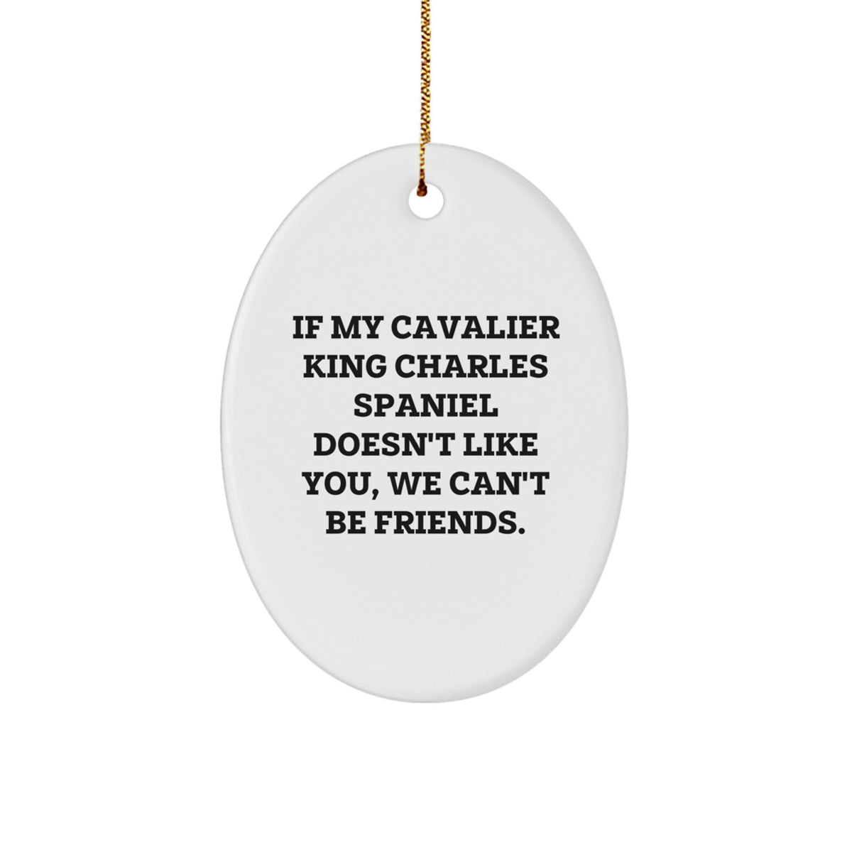 Funny Cavalier King Charles Spaniel Dog Gifts from Friends for Christmas Unique Oval Ornaments - 'If My Cavalier King Charles Spaniel Doesn't Like You, We Can't Be Friends.' - Image 1