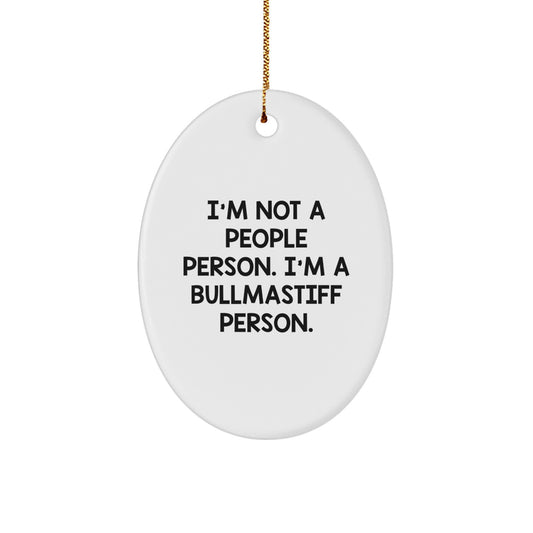 Funny Bullmastiff Dog Lover Gifts from Family to Bullmastiff Dog Owners, Christmas Unique Decorations, Oval Ornament - Image 1