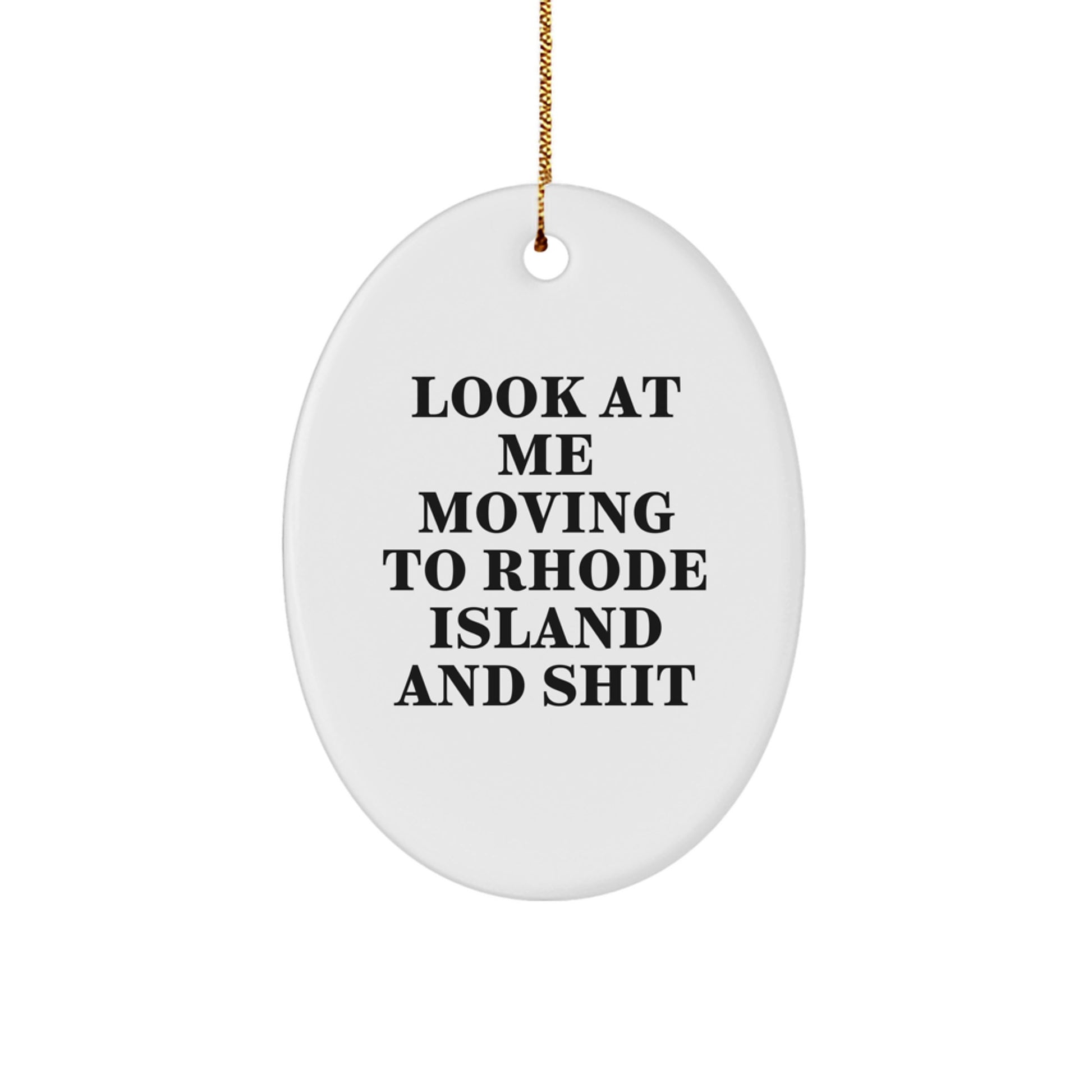 Funny Rhode Island Oval Ornament Gifts for Men Women Friends Family from the Ocean State - Image 1