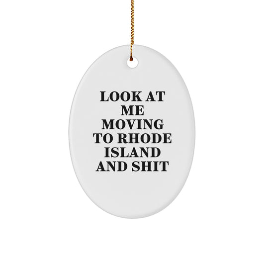 Funny Rhode Island Oval Ornament Gifts for Men Women Friends Family from the Ocean State - Image 1