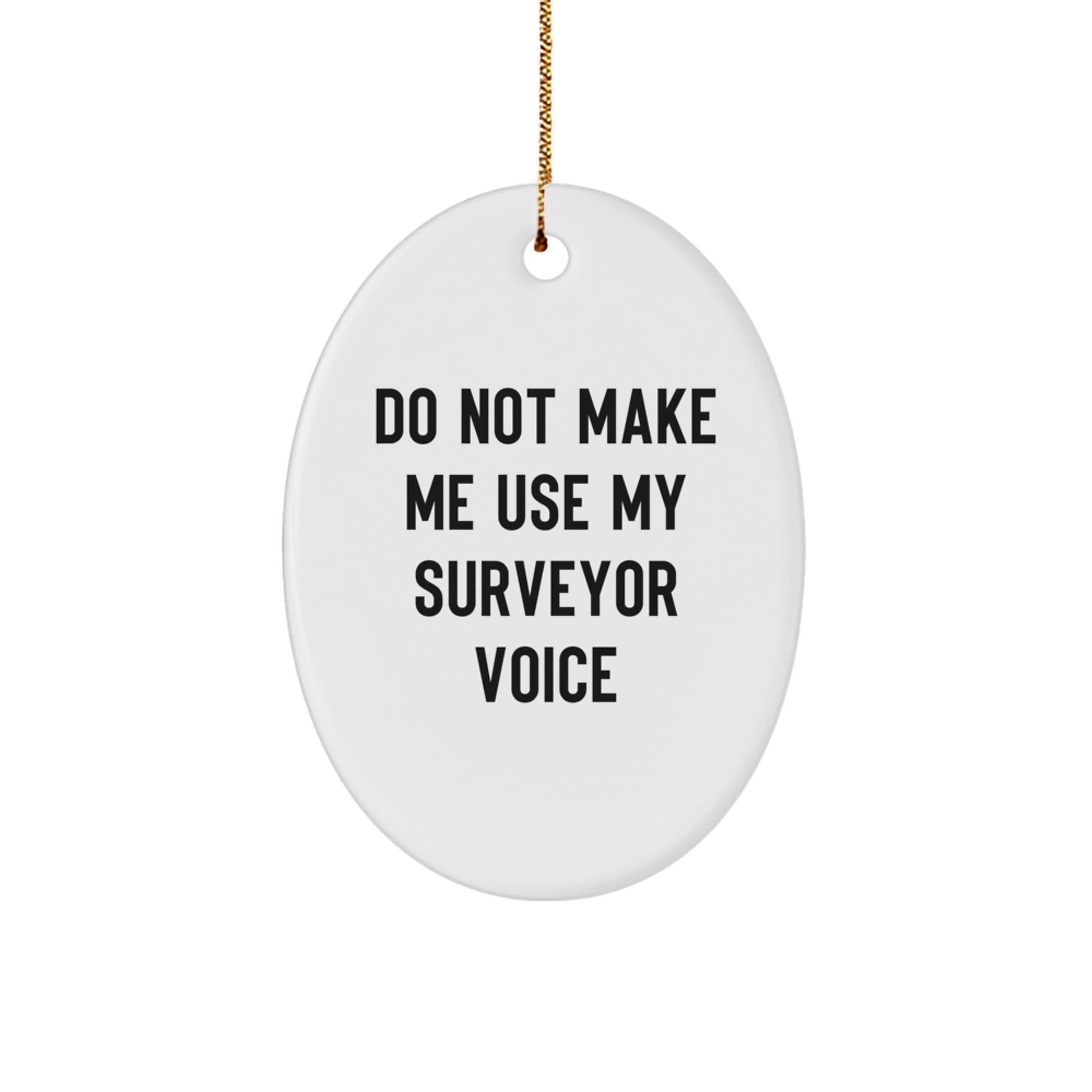 Surveyor Oval Ornament Gifts from Friends for Christmas, Do Not Make Me Use My Surveyor Voice - Image 1