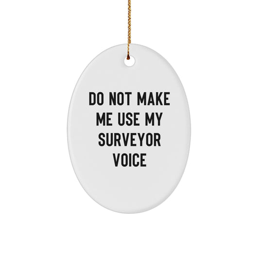 Surveyor Oval Ornament Gifts from Friends for Christmas, Do Not Make Me Use My Surveyor Voice - Image 1